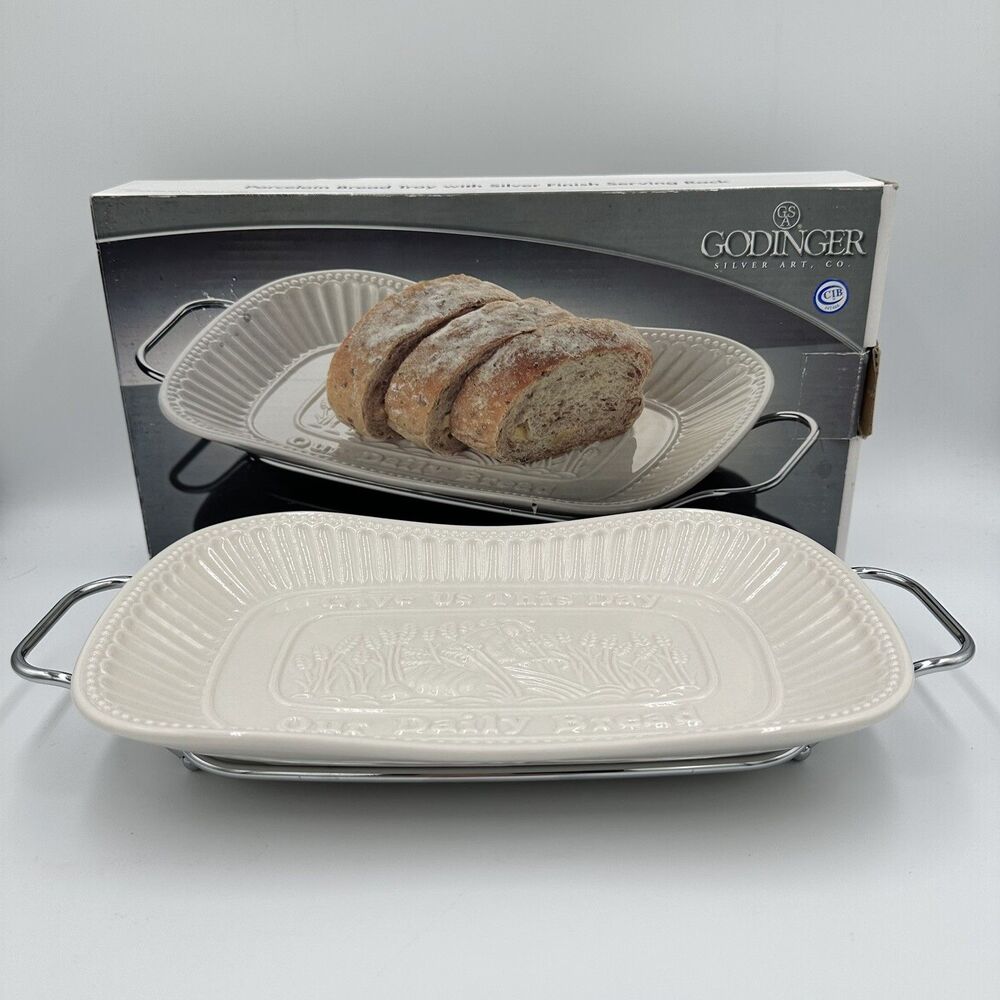 Godinger Silver Art Co. “Give Us This Day Our Daily‎ Bread” Porcelain Bread Tray